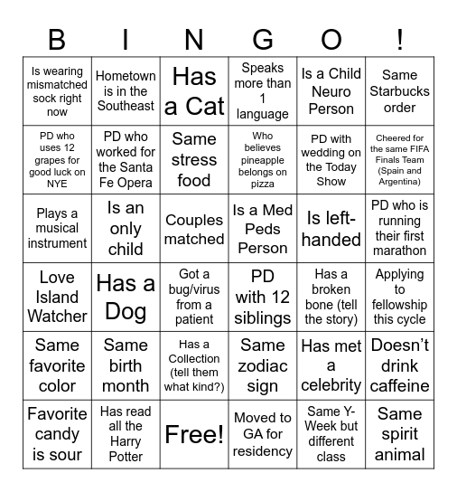 ALL CORE Bingo Card