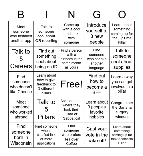 IS Retreat Bingo Card