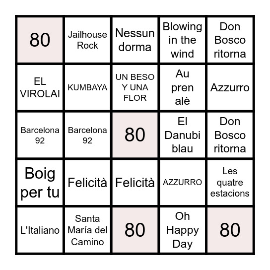 FESTA DELS 80 ANYS Bingo Card