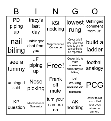 CA Unhinged Bingo Card