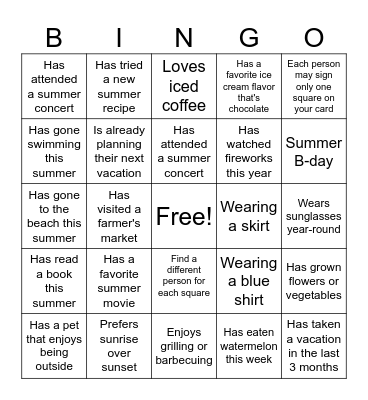Find someone who... Bingo Card