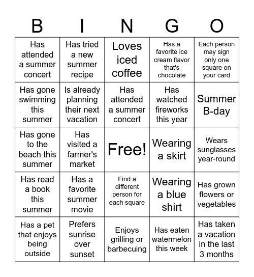 Find someone who... Bingo Card