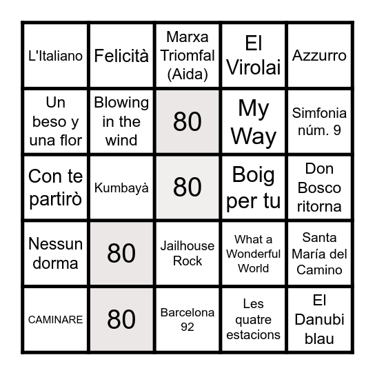 FESTA DELS 80 Bingo Card