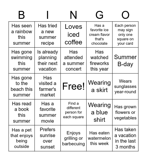 Find someone who... Bingo Card
