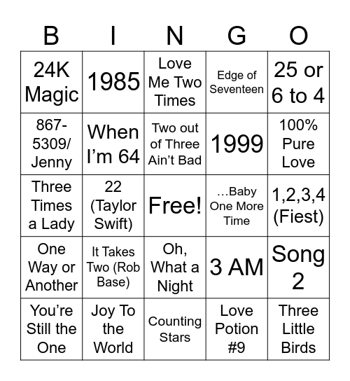 Numbers2026 Bingo Card