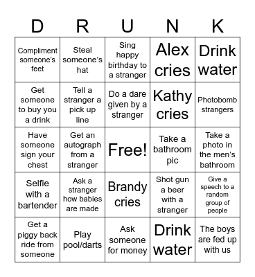Jeep Run Bingo Card