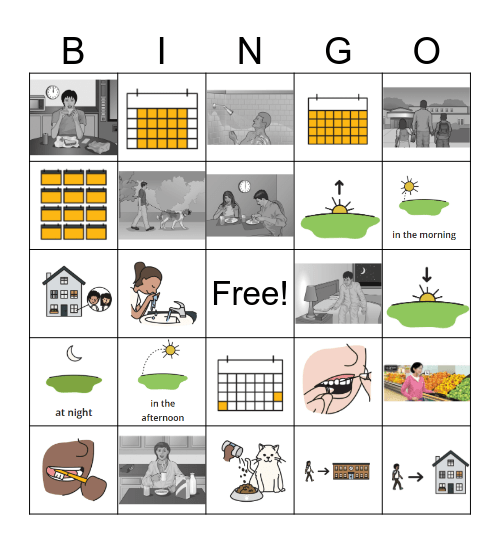 Daily Activities Bingo Card