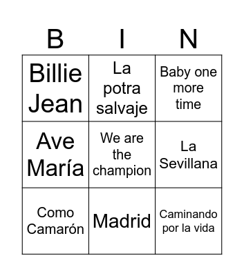 BINGO MUSICAL Bingo Card