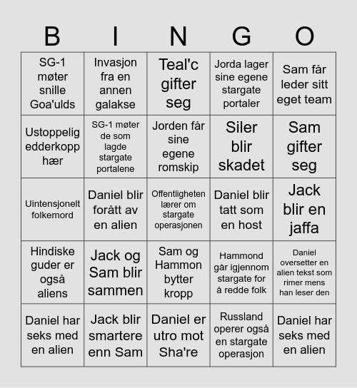 SG-1 AnonVic Bingo Card