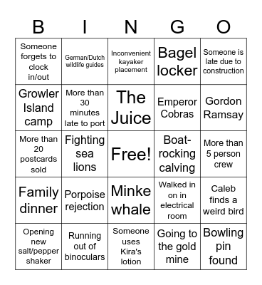 Valdez Spirit Bingo #1 Bingo Card