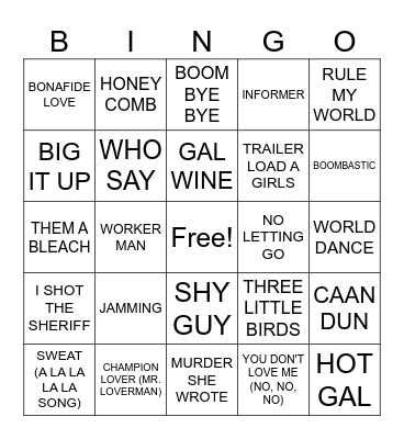 HAWAIIAN REGGAE - BINGO Card