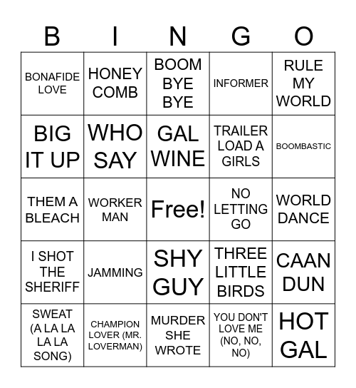 HAWAIIAN REGGAE - BINGO Card