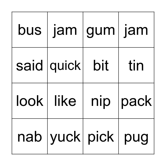 On the Bus Bingo Card