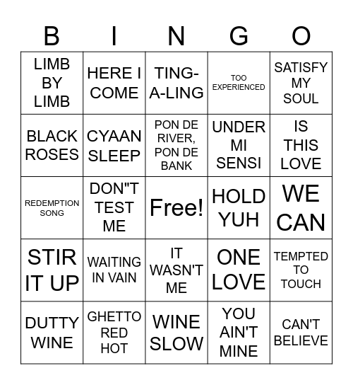 HAWAIIAN REGGAE - X MARKS THE SPOT Bingo Card