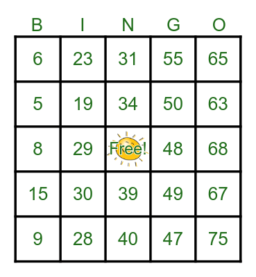 JULY FRIYAY BINGO Card