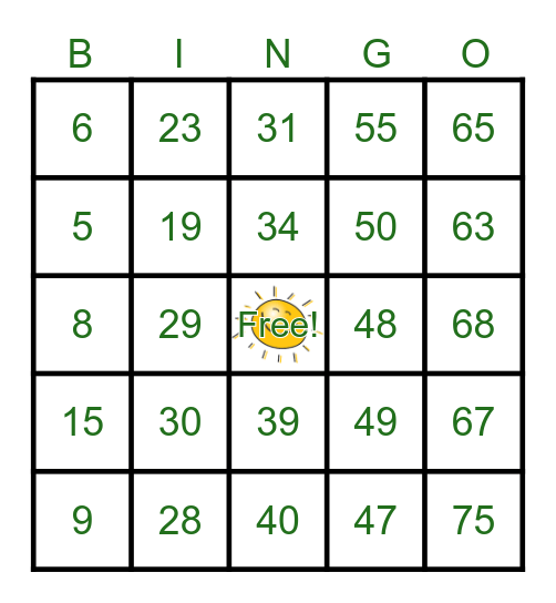 JULY FRIYAY BINGO Card
