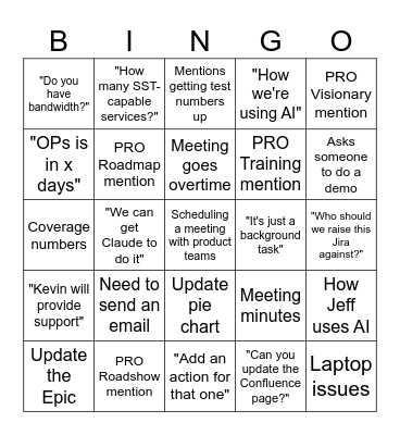 BING-PRO Bingo Card