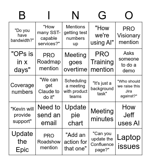 BING-PRO Bingo Card
