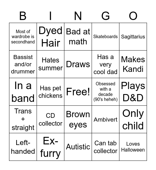 How similar are we? Bingo Card