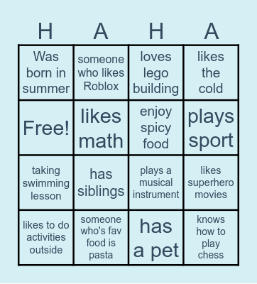 I am ME Bingo Card