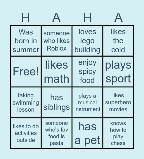 I am ME Bingo Card