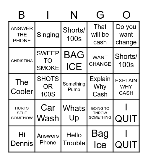Work Bingo Card