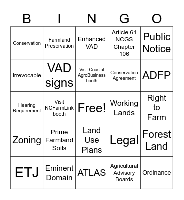 2026 State VAD Conference Bingo Card
