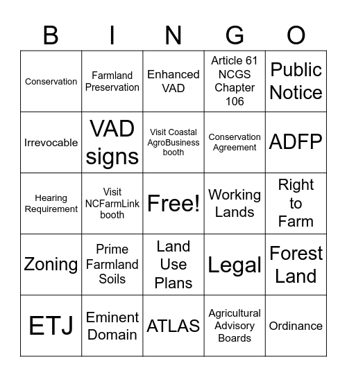 2026 State VAD Conference Bingo Card