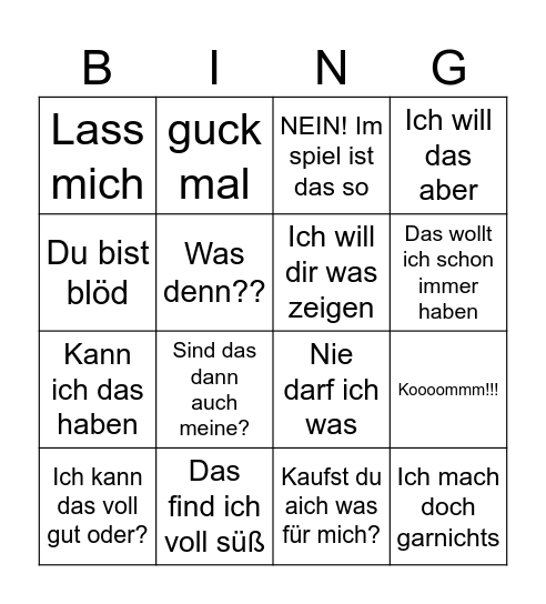 Celine Bingo Card