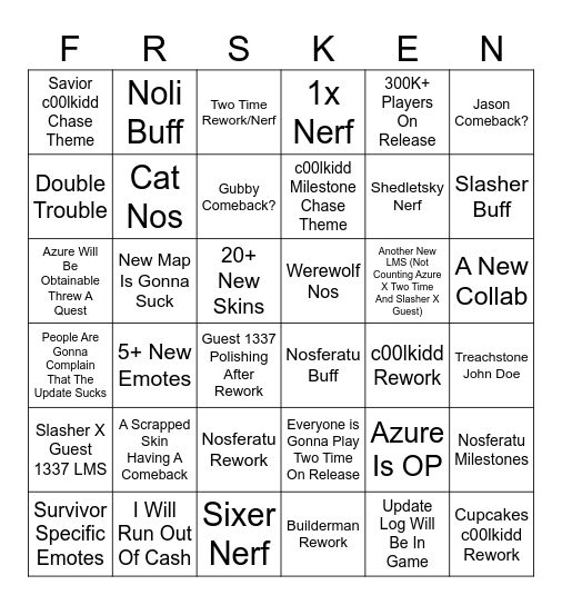 Azure Update Bingo Card