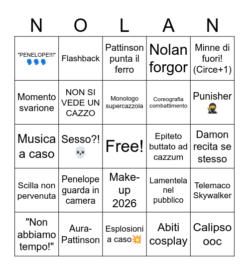Odyssey 2026 Bingo Card
