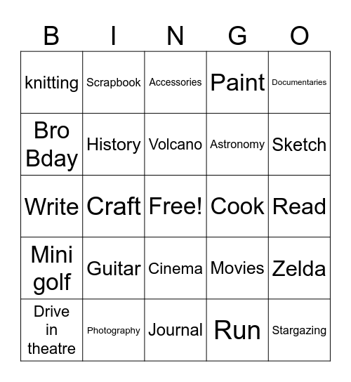 Summer '26 Bingo Card