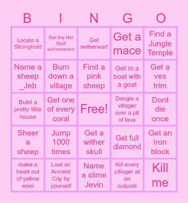 Minecraft Bingo Card