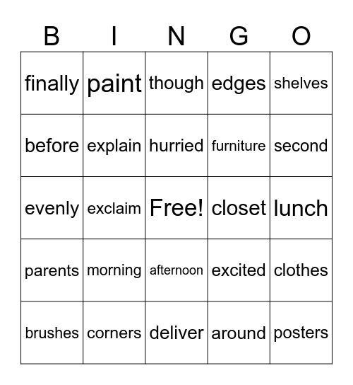 Doug's New Space Bingo Card