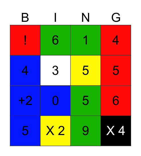 UNO Bingo Card