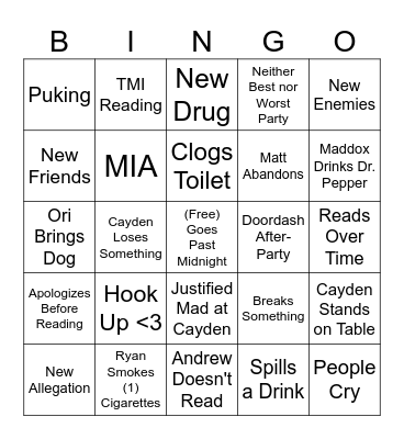 Stoolfire's Stupendous Splendiferous Slapdash Bingo Card