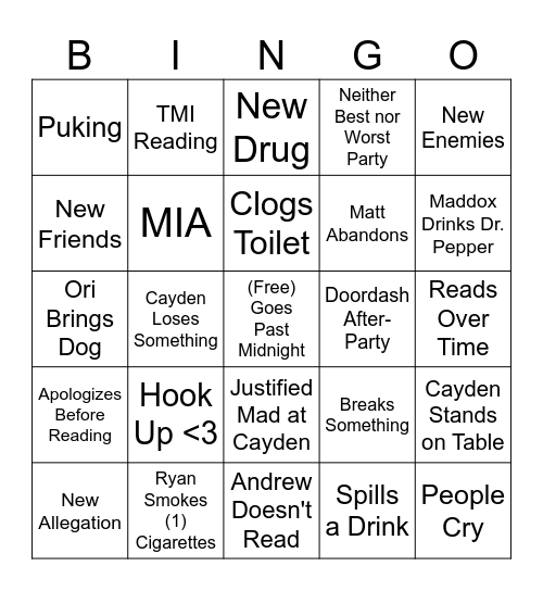Stoolfire's Stupendous Splendiferous Slapdash Bingo Card