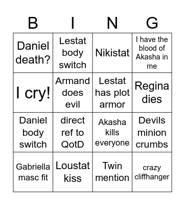TVL Ep 7 (im scared) Bingo Card