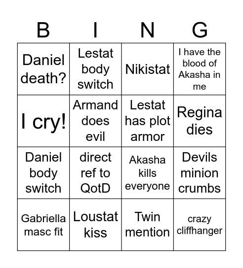 TVL Ep 7 (im scared) Bingo Card