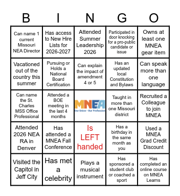 Find a Fellow Union Friend Who... Bingo Card