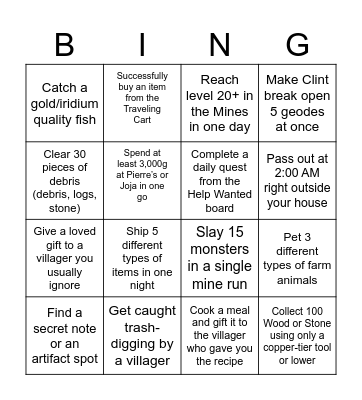 Stardew 17.7.2026 Bingo Card