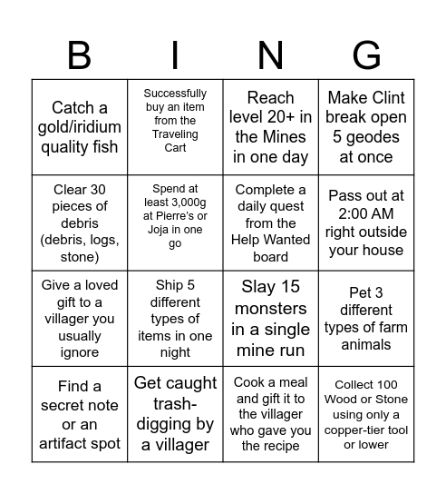 Stardew 17.7.2026 Bingo Card