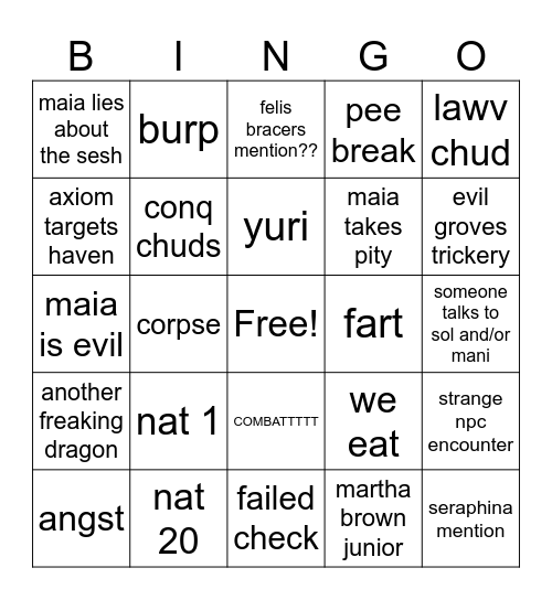 session 11 Bingo Card