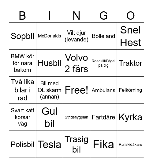 Norge Roadtrip 2026 Bingo Card