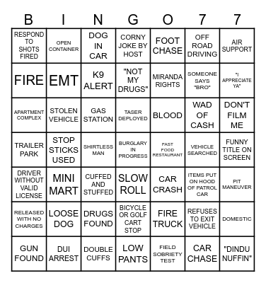 ON PATROL LIVE Bingo Card