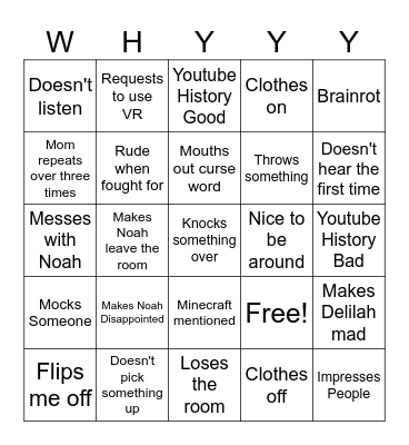 Eli Bingo Card