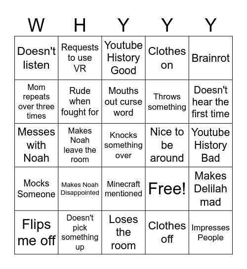 Eli Bingo Card