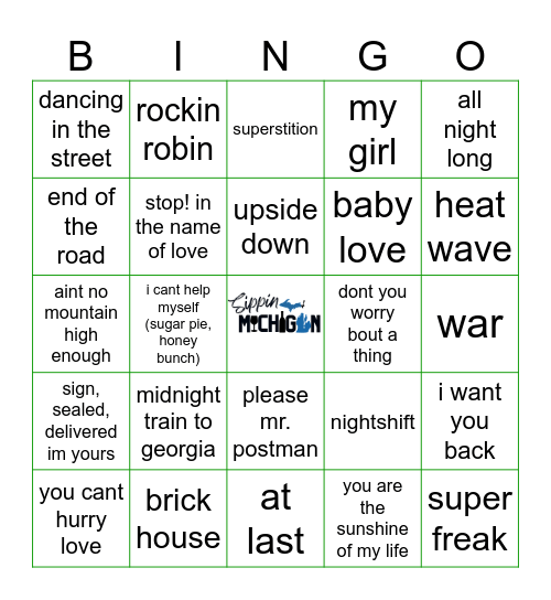 Motown Bingo Card