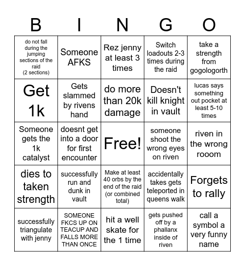 LAST WISH BINGOO Bingo Card