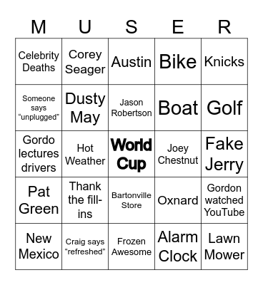 MUSERS ARE BACK Bingo Card